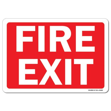 SIGNMISSION OSHA, Fire Exit, white text on red background, 14in X 10in Rigid Plastic, 10" W, 14" L, Landscape OS-MISC-P-1014-L-19490